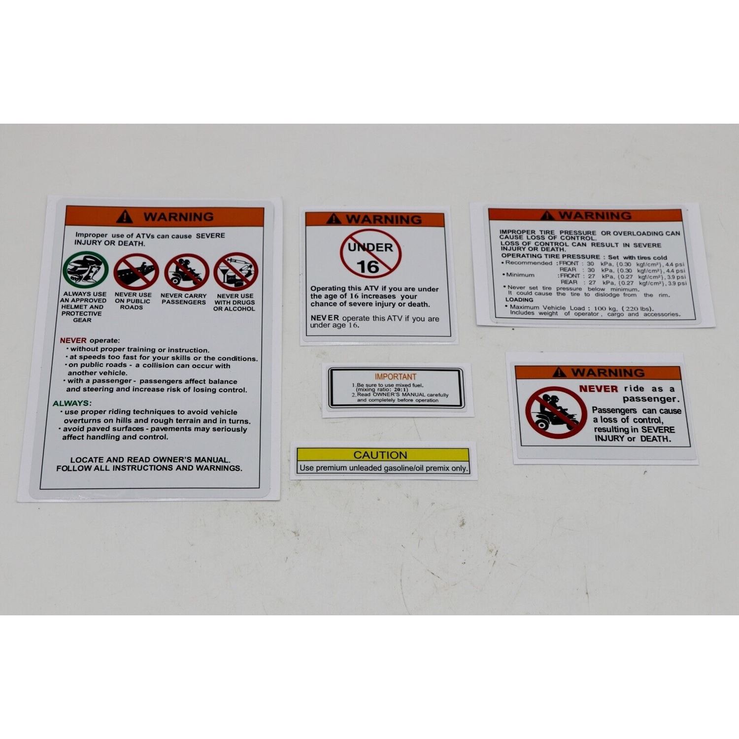 6 piece Yamaha warning decals stickers labels Rapt