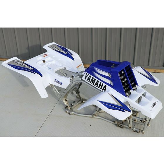 Yamaha Banshee fenders + gas tank plastic + grill + graphics WHITE & BLUE 1998