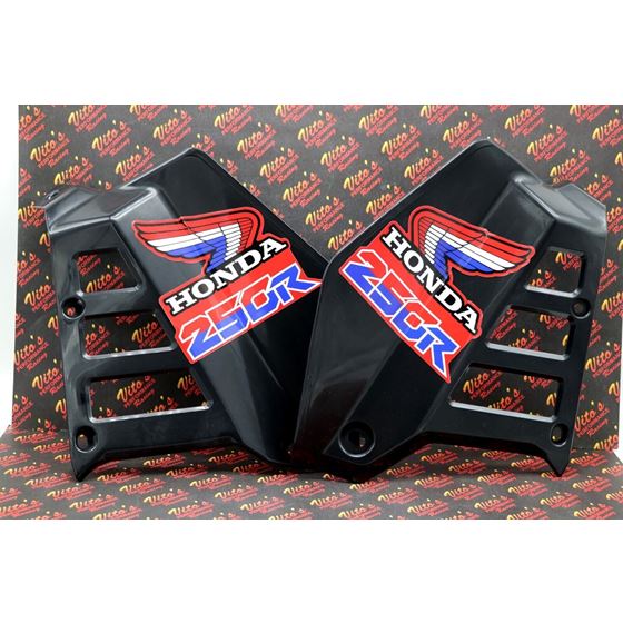 Radiator Shrouds tank plastic guards Honda ATC250R 1985 1986 BLACK + sticker kit83