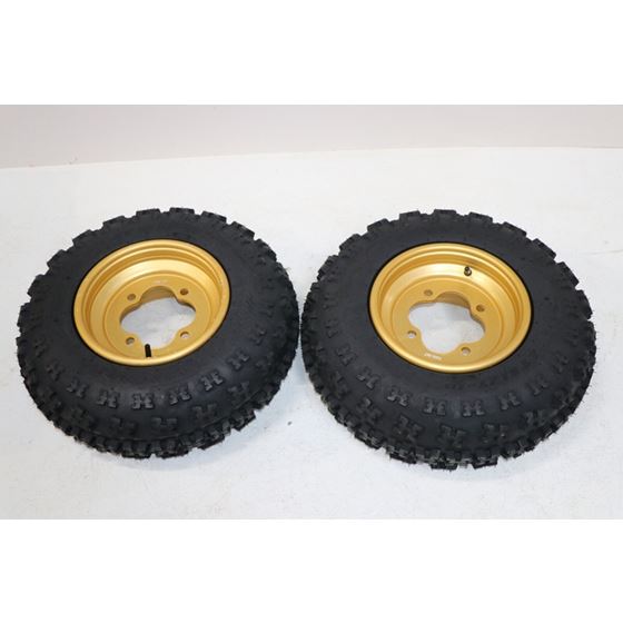 NEW 21x7x10 front tires + wheels rims HONDA 450r 400EX 300EX TRX250r GOLD 2