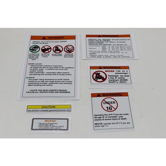 6 piece Yamaha warning decals stickers labels Raptor Blaster BANSHEE2