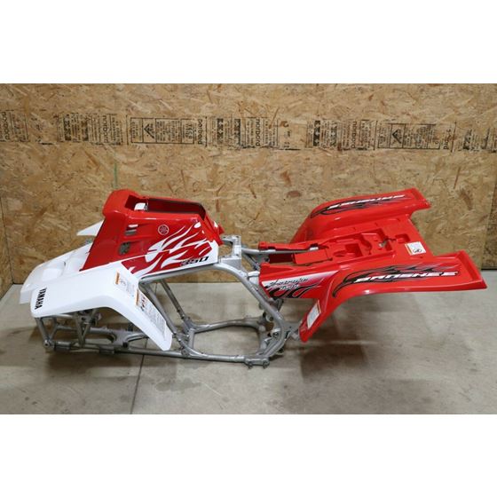 Yamaha Banshee fenders + gas tank plastic + grill + graphics WHITE & RED 20094