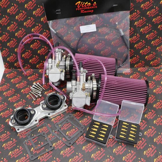 2 x 28mm carburetor + throttle cable carbs Banshee K+N filters + intakes jet kit 4