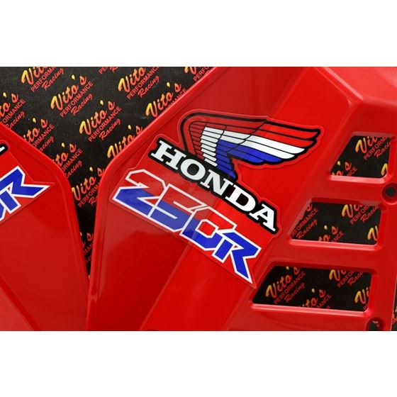 Radiator Shrouds tank plastic guards Honda ATC250R 1985 1986 RED + sticker kit4