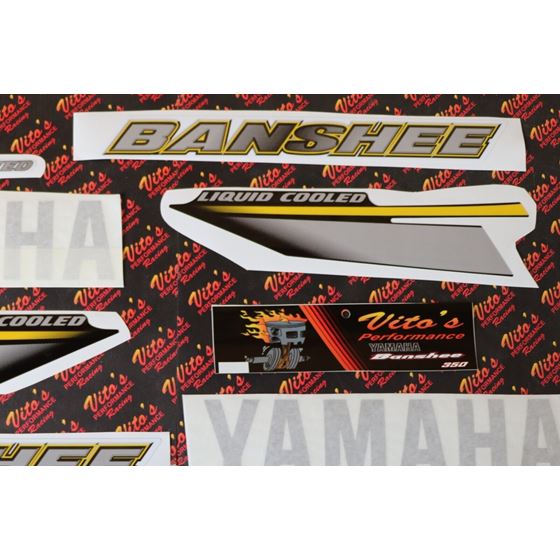 Vito's vinyl decal graphics kit 14MIL sticker Yamaha Banshee SILVER BLACK 20022